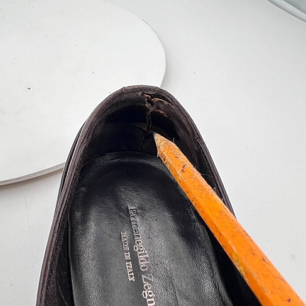 Ermenegildo Zegna Men Size 9D Brown Leather Penny Loafers Slip On Dress Shoes - Picture 14 of 16